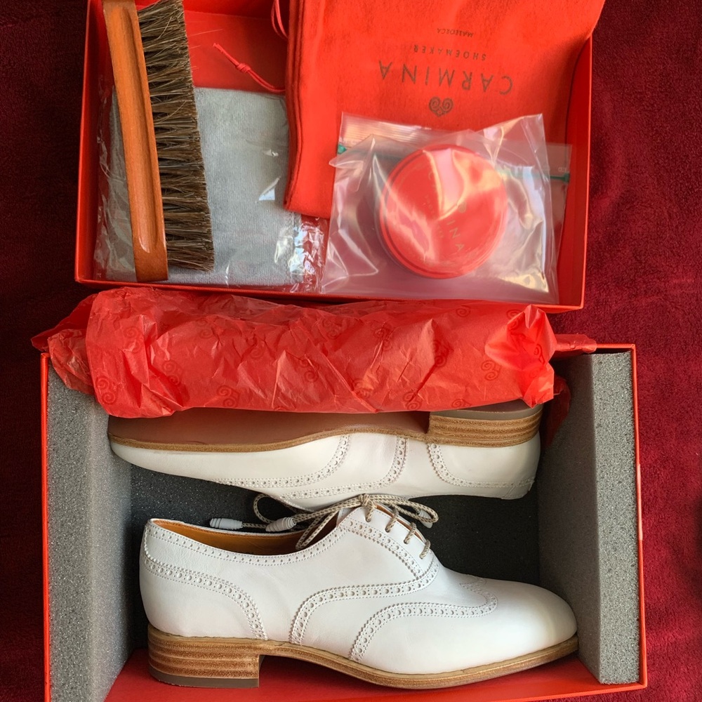 Carmina White Leather Brogues
